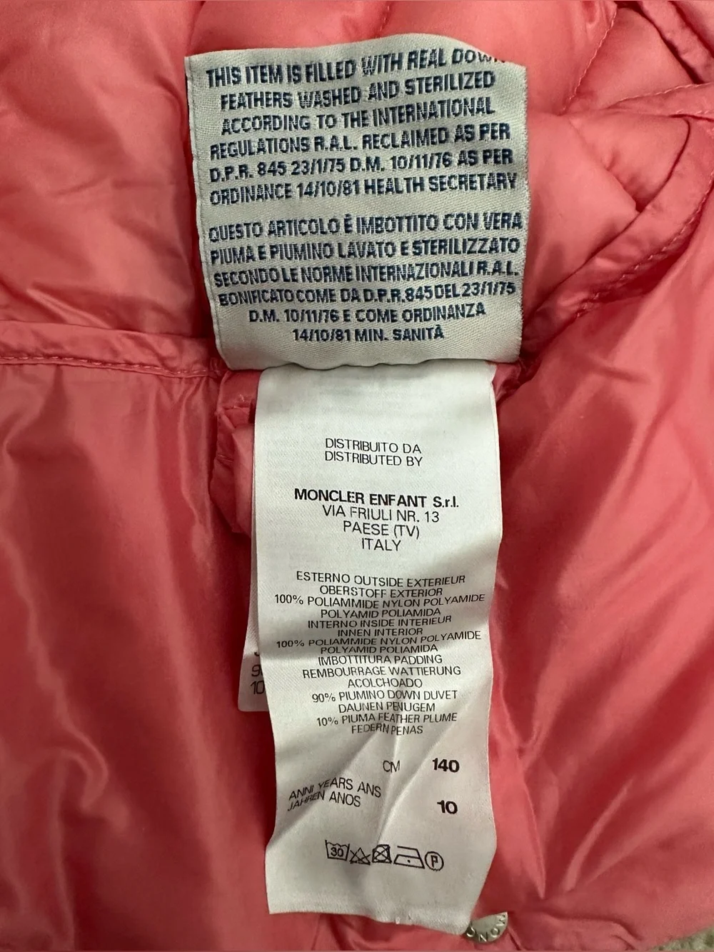 Authentic Moncler Enfant 